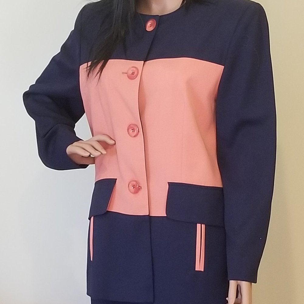 Harve Benard Navy & Orange Woman's Business Suit Size 12 Petite